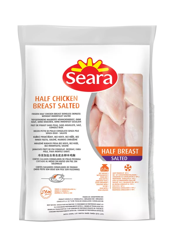 Frozen Half Chicken Breast Boneless Skinless Without Innerfillet Salted