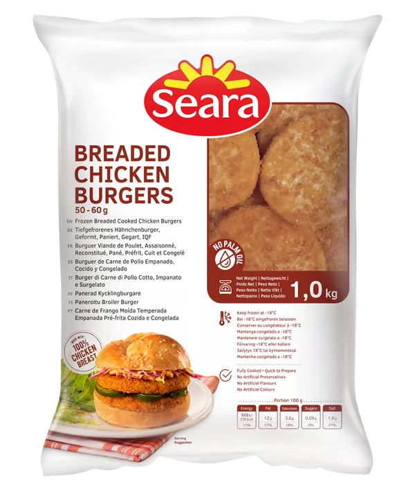 Frozen Breaded Cooked Chicken Burgers