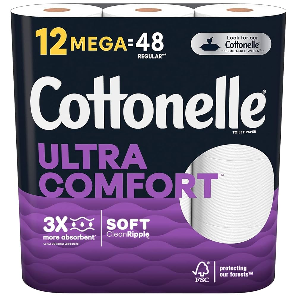 Cottonelle Ultra ComfortCare Toilet Paper – 12 Mega Rolls