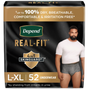 Depend Real Fit Men’s Incontinence Underwear – Size L (Pack of 52)