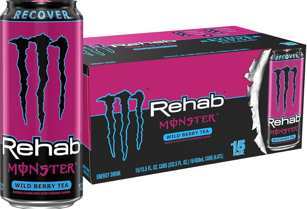 Monster Rehab Wild Berry Tea + Energy – 15.5oz (Case of 24)